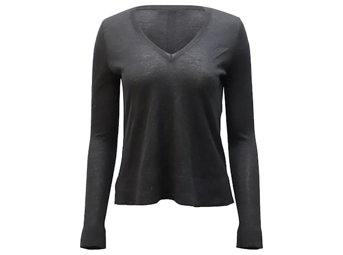 Jersey con cuello de pico The Row en lana negra Negro  ref.1391248