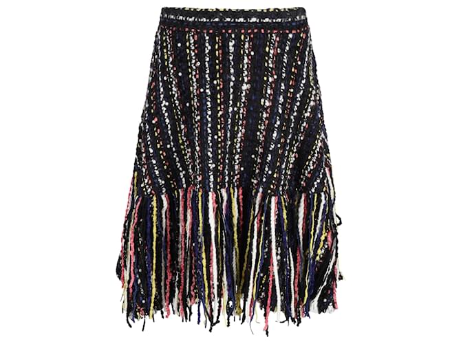 MSGM Fringed Skirt in Black Wool  ref.1391249