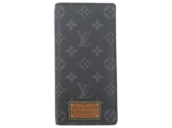 Louis Vuitton Portefeuille Brazza Schwarz Leinwand  ref.1391314