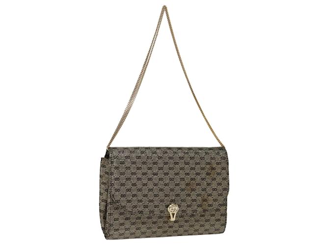 Bolsa de ombro com corrente de lona GUCCI Micro GG Gold Auth 73994 Dourado  ref.1391359