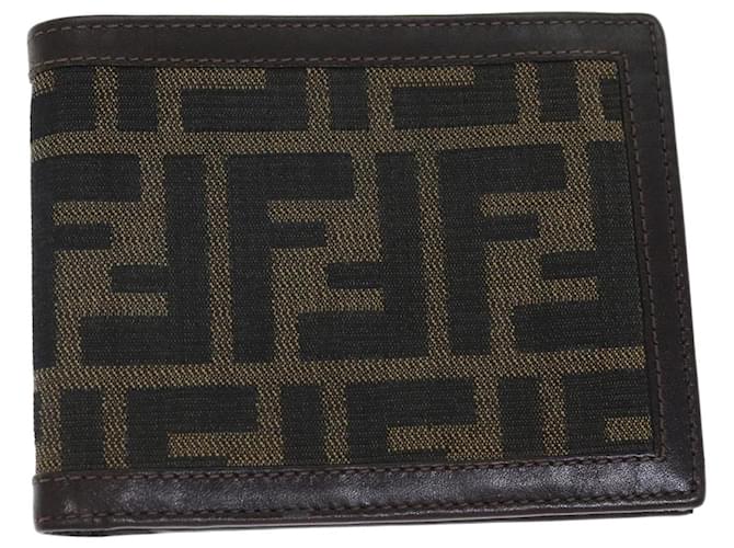 Carteira FENDI Zucca Canvas Preto Marrom Auth yk12540  ref.1391362