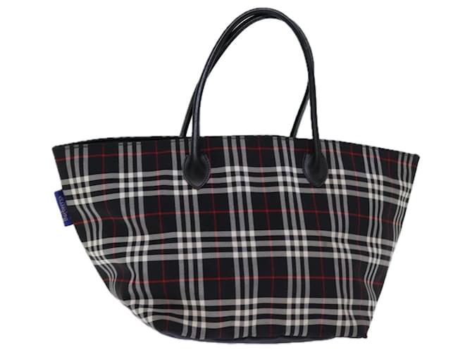 Autre Marque Burberrys Nova Check Blue Label Sac cabas Nylon Noir Blanc Auth bs14251  ref.1391378