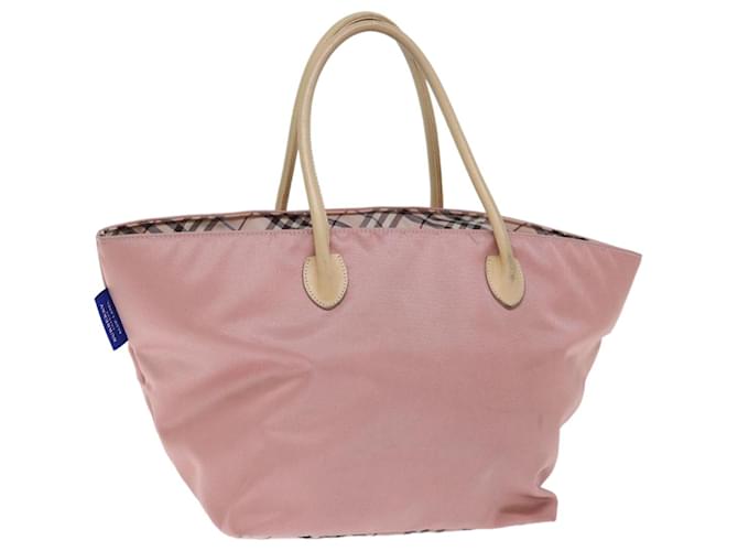 BURBERRY Nova Check Blue Label Hand Bag Nylon Pink Auth bs14275  ref.1391415