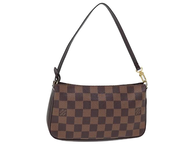 LOUIS VUITTON Pochette accessoire Damier Ebene Navona N51983 LV Auth yk12468  ref.1391427