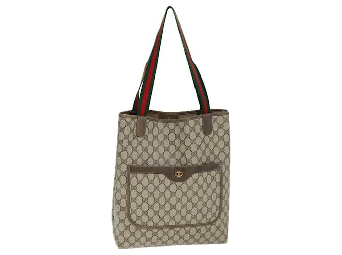 Sac cabas GUCCI GG Supreme Web Sherry Line PVC Beige Rouge 39 02 003 Auth 74551  ref.1391438
