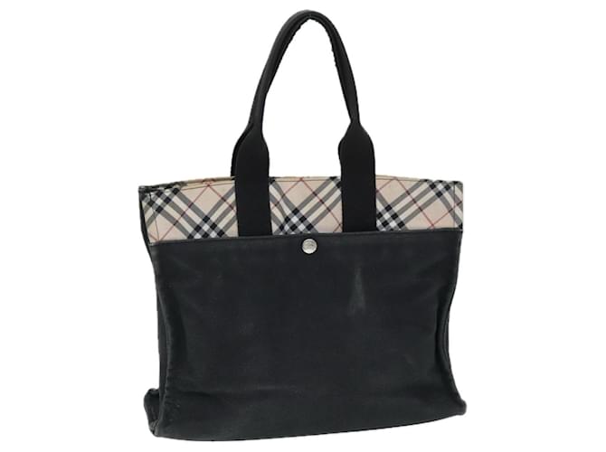 BURBERRY Nova Check Blue Label Borsa a mano Canvas Beige Nero Auth bs14213 Tela  ref.1391442