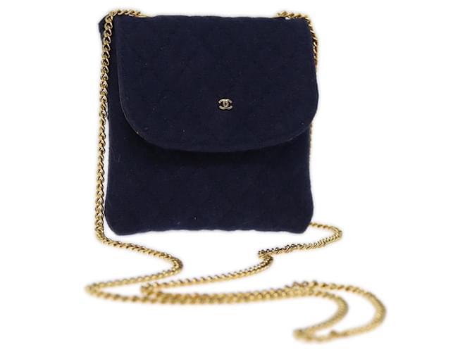 CHANEL Chain Pouch Canvas Navy CC Auth 74394 Navy blue Cloth  ref.1391447