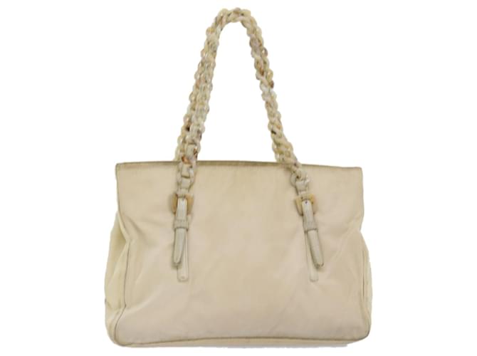 PRADA Chain Shoulder Bag Nylon Beige Auth 74972  ref.1391453
