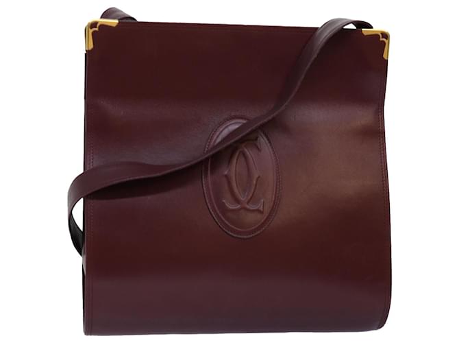 CARTIER Sac Bandoulière Cuir Rouge Auth bs14194  ref.1391481