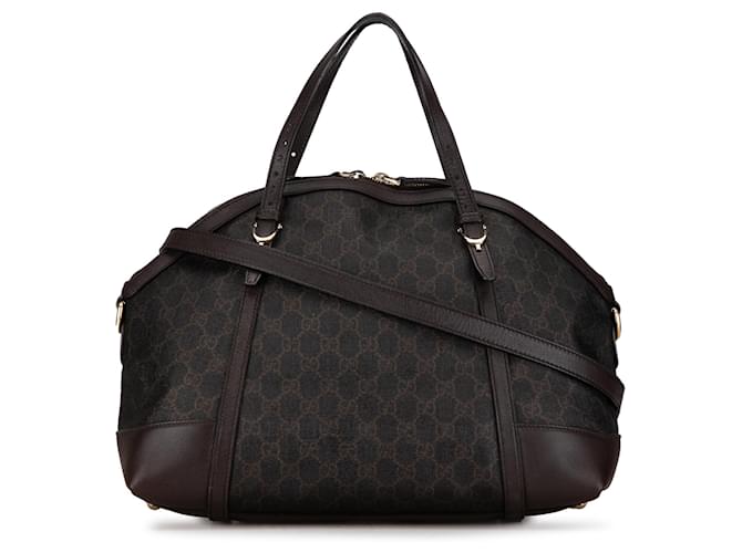 Bolsa Gucci Grande GG Supreme Nice Dome Marrom Marrom Couro  ref.1391614