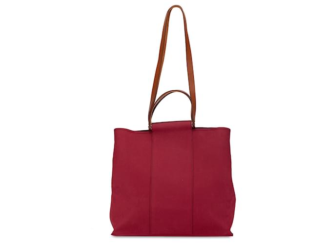 Borsa da viaggio Hermès Toile Cabag Twist GM rossa Rosso Pelle  ref.1391627
