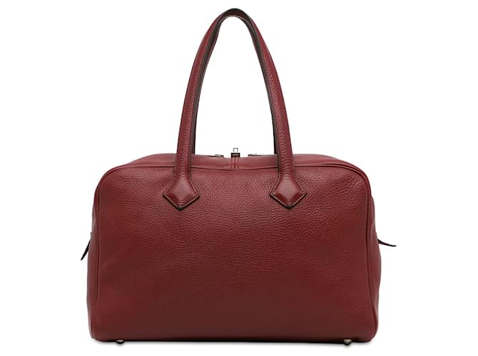 Red Hermès Clemence Victoria II 35 Shoulder Bag Leather  ref.1391635