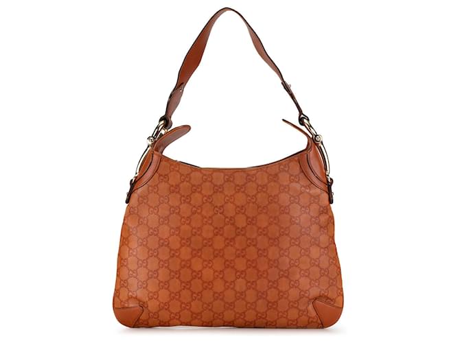 Orangefarbener Gucci Guccissima Horsebit Creole Hobo Leder  ref.1391646