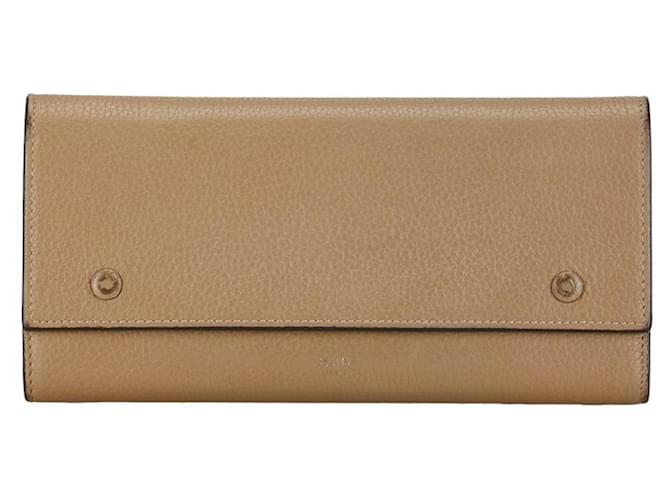 Céline-Geldbörse mit großer Klappe Beige Leder  ref.1391718