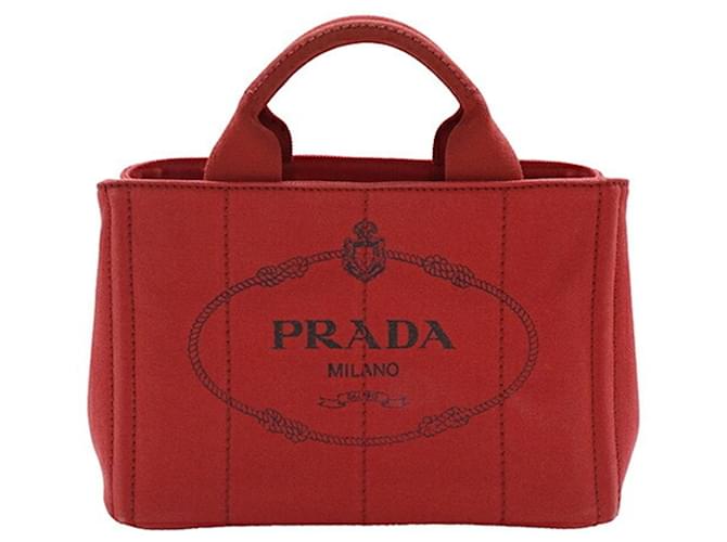 Prada Canapa Rosso Tela  ref.1391886