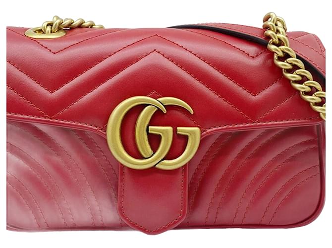 Gucci GG Marmont Vermelho Couro  ref.1391960