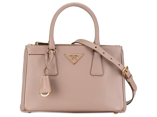 Bolso satchel con cremallera y forro Prada Mini Saffiano Lux Galleria en rosa Cuero  ref.1392033