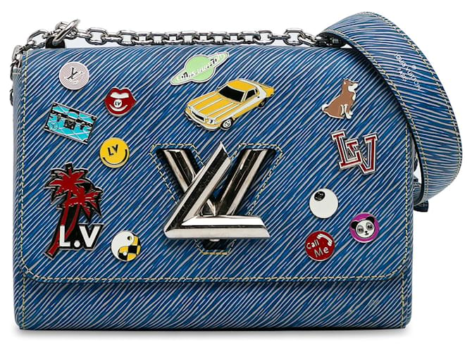 Bolsa Louis Vuitton de edição limitada azul com alfinetes embelezados Epi Twist MM Crossbody Bag Couro  ref.1392040