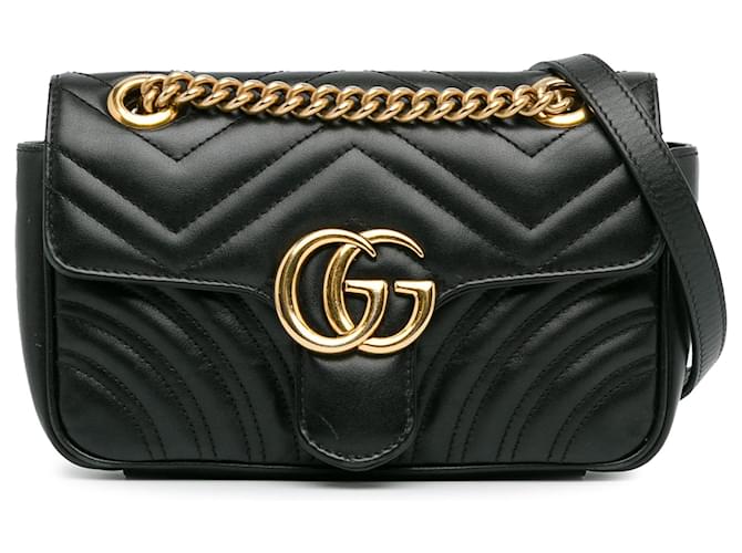 Black Gucci Mini GG Marmont Matelasse Crossbody Leather  ref.1392048