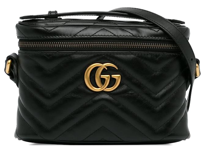 Bolso satchel Gucci Mini GG Marmont negro Cuero  ref.1392058