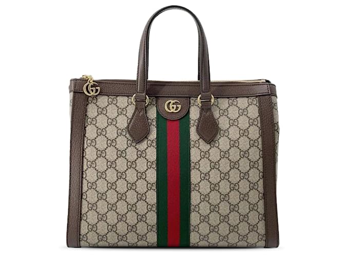 Bolsa Gucci Média GG Supreme Ophidia Marrom Marrom Couro  ref.1392101