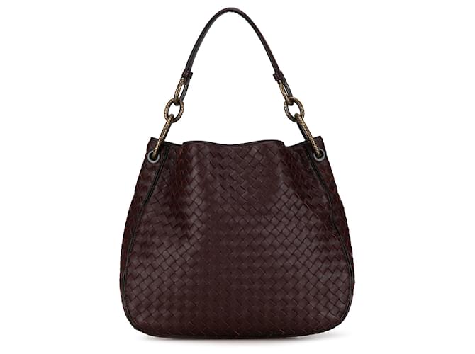 Bolsa de Ombro Bottega Veneta Intrecciato Marrom Marrom Couro  ref.1392136