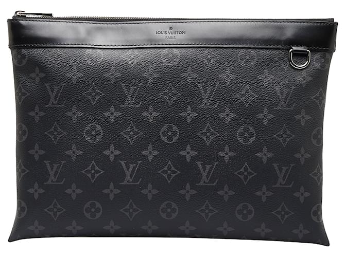 Bolso de mano negro con monograma Eclipse Discovery Pochette GM de Louis Vuitton Cuero  ref.1392151
