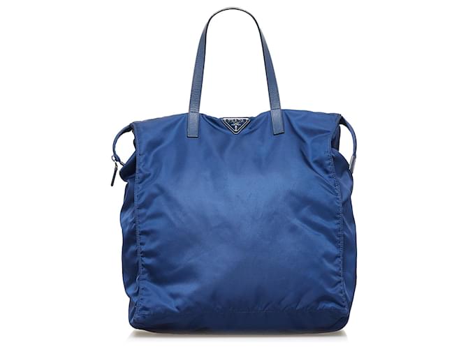 Bolso satchel Prada Tessuto azul Lienzo  ref.1392154
