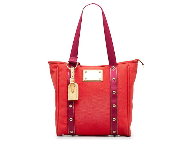 Red Louis Vuitton Antigua Cabas MM Tote Cloth  ref.1392173