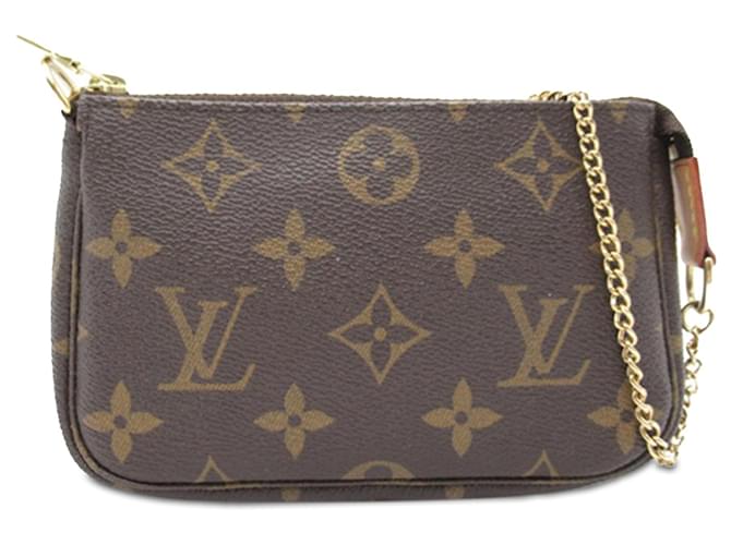 Braune Louis Vuitton Monogram Mini Pochette Accessoires Handtasche Leinwand  ref.1392185