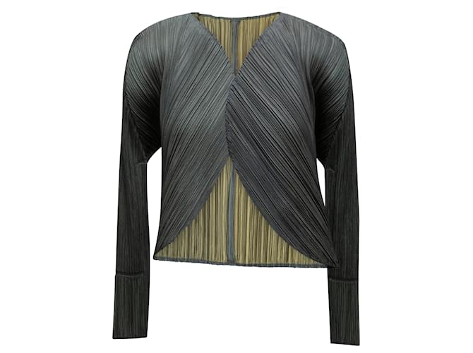 Autre Marque Olive Pleats Please Issey Miyake Plisse Open Front Jacket Size US S Synthetic  ref.1392188