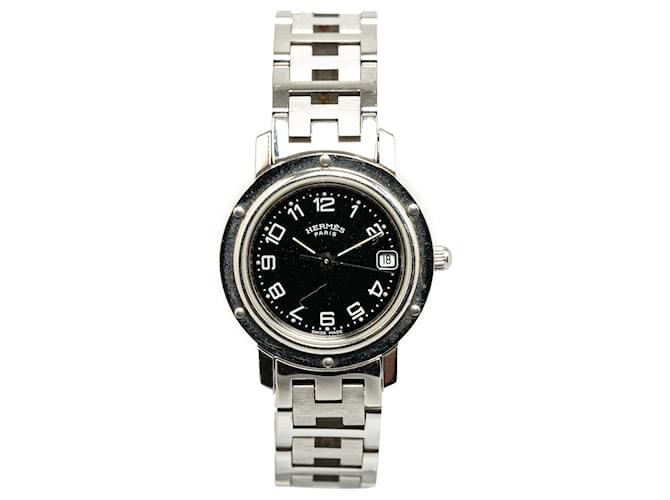 Silberne Hermès-Quarz-Edelstahl-Clipper-Uhr  ref.1392193