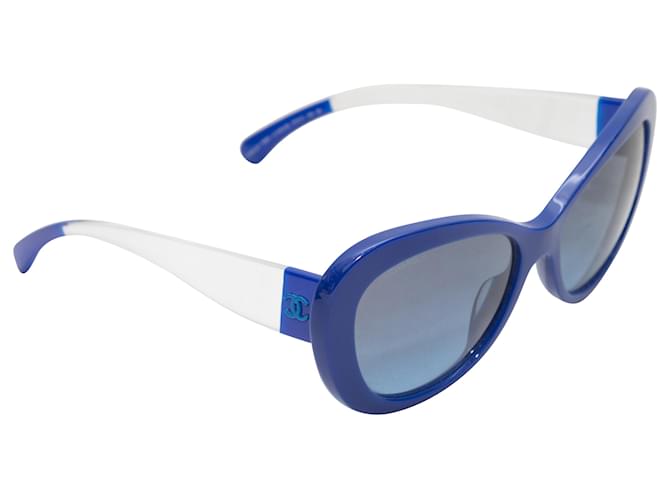Occhiali da sole oversize Chanel blu Plastica  ref.1392200