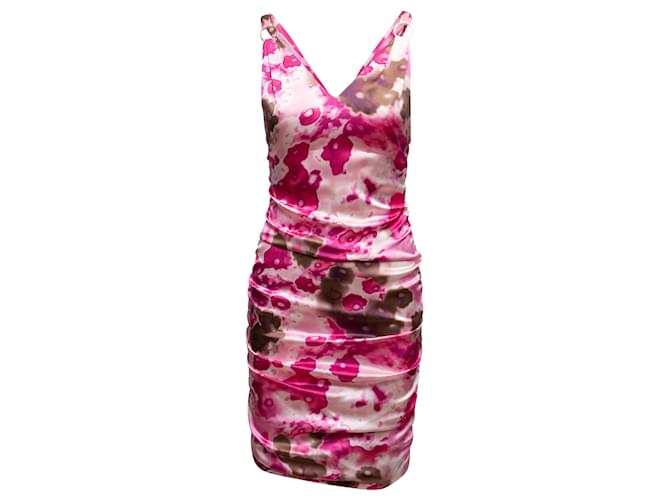 Vestido rosa e multicolor Versace com estampa floral abstrata sem mangas tamanho IT 44 Sintético  ref.1392206