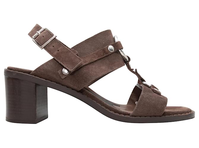 Braune Marni Wildleder O-Ring Slingback-Sandalen mit Absatz, Größe 40 Schweden  ref.1392217