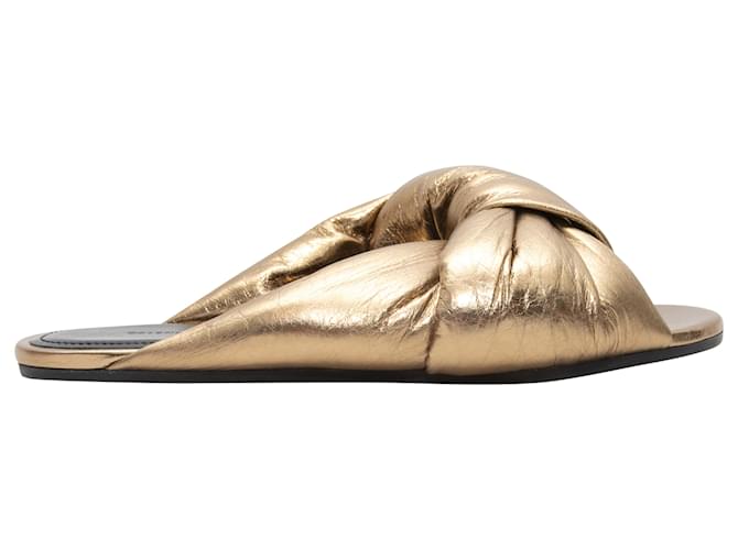 Goldene Balenciaga-Sandalen aus metallischem Leder mit bauschigen Knoten, Größe 36,5  ref.1392218