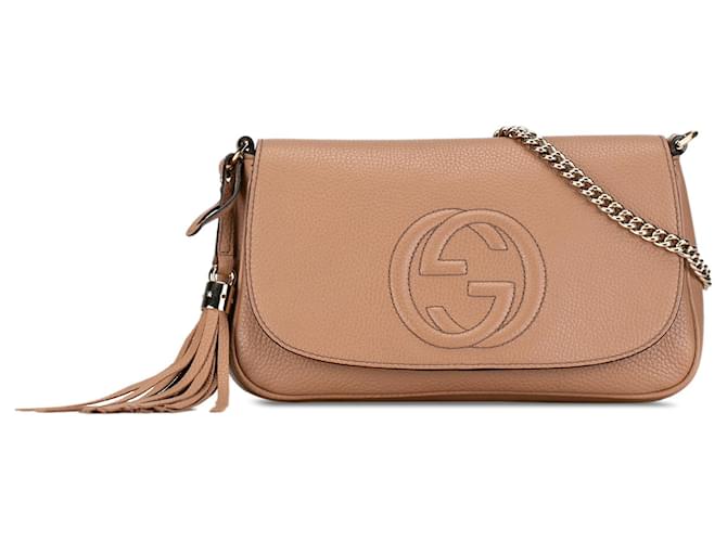 Tan Gucci Medium Soho Chain Crossbody Bag Camel Leather  ref.1392246