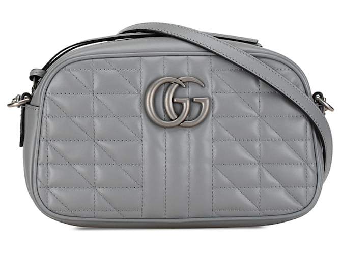 Gray Gucci Small GG Marmont Aria Matelasse Camera Bag Leather  ref.1392249