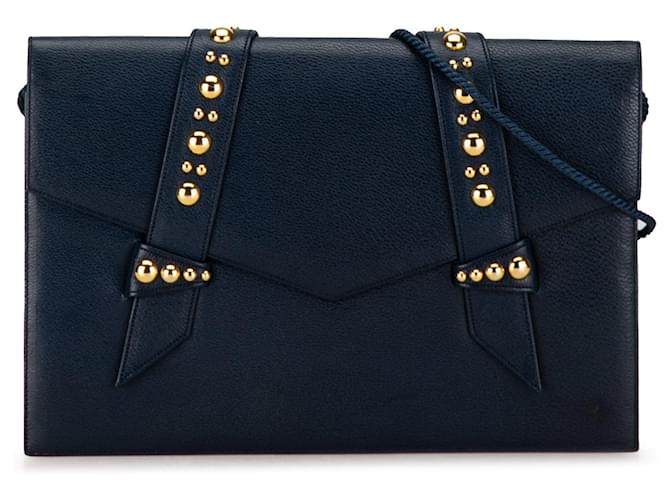 Blue Yves Saint Laurent Studded Leather Crossbody Bag  ref.1392251