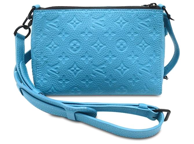 Blue Louis Vuitton Monogram Taurillon Triangle Messenger Crossbody Bag Leather  ref.1392258