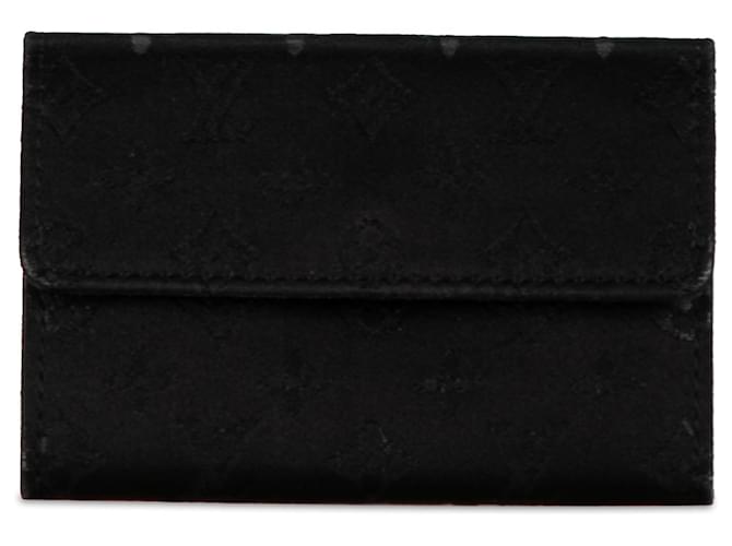 Petits portefeuilles noirs Louis Vuitton Monogram Satin Porto Monet Card Holder Synthétique  ref.1392264
