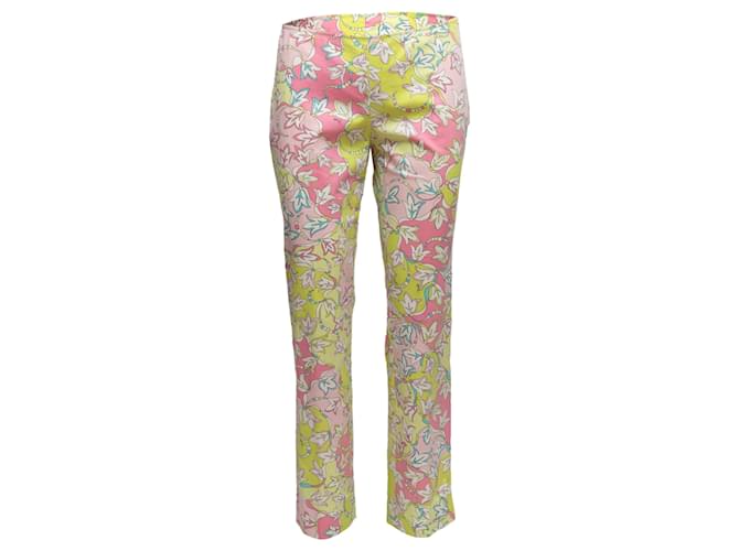 Pantalones con estampado floral Emilio Pucci rosa y multicolor Talla IT 44 Algodón  ref.1392284