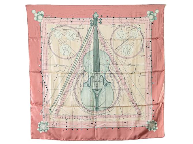 Lenços de seda rosa Hermès La Musique des Spheres  ref.1392285