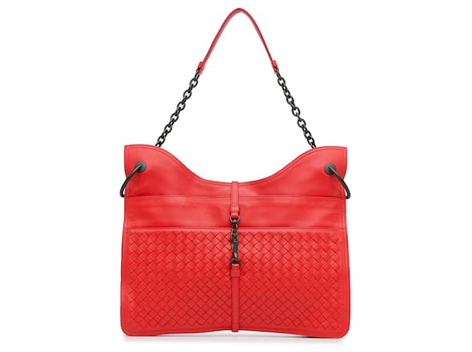 Red Bottega Veneta Intrecciato Beverly Shoulder Bag Leather  ref.1392303