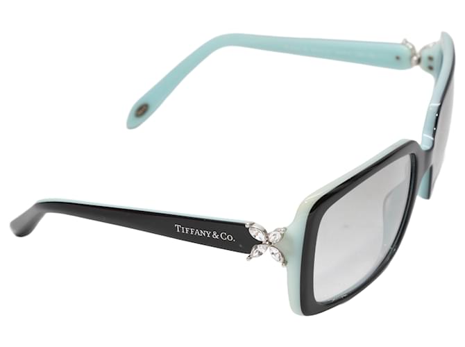 Óculos de sol retangulares pretos e azuis Tiffany Tiffany & Co. Plástico  ref.1392310