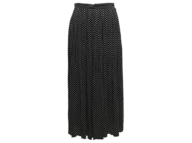 Céline Jupe plissée à pois Celine noire et blanche Taille FR 36 Synthétique  ref.1392317