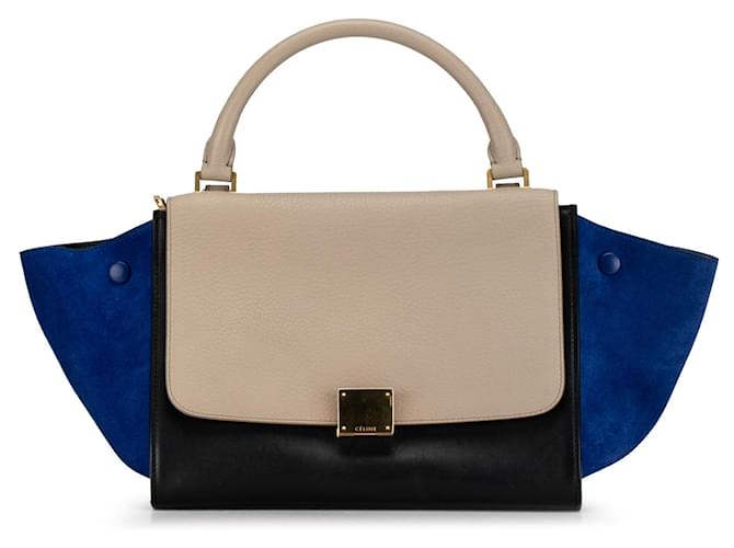 Céline Black Celine Small Tricolor Trapeze Satchel Leather  ref.1392327