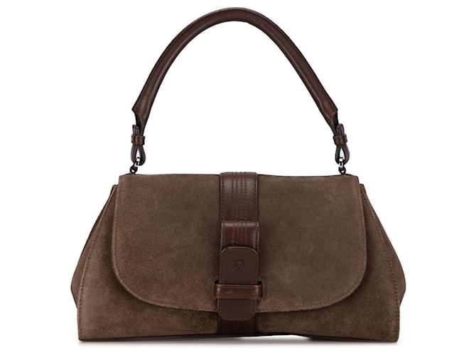 Sac porté épaule Anagram en daim marron LOEWE Cuir  ref.1392342