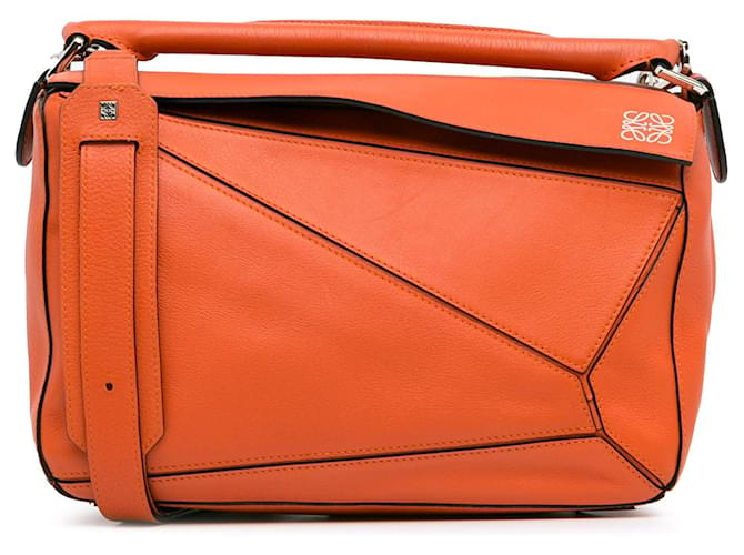 Cartable orange Loewe Medium Puzzle Bag Cuir  ref.1392355