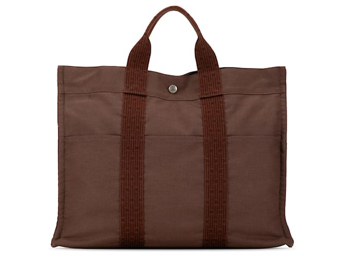 Cabas Hermès Herline MM marron Toile  ref.1392393